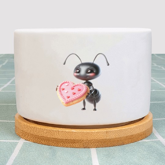Ant With Heart Cookie Valentine's Day Greeting Plant Pots