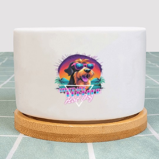 Retro Wave Airdale Terrier Hot Dog Plant Pots