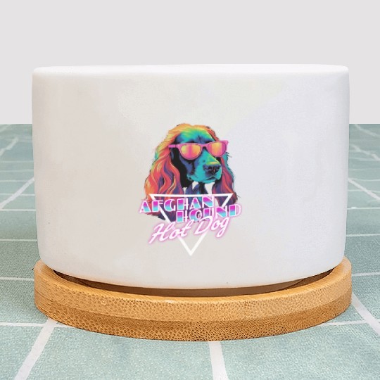 Retro Wave Afghan Hound Hot Dog Plant Pots