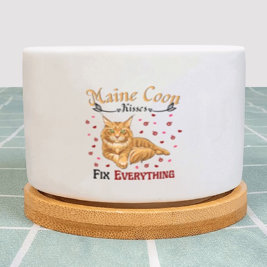Maine Kisses Fix Everything Cute Maine Cat Lover Plant Pots