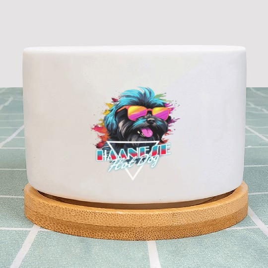 Retro Wave Havanese Hot Dog Plant Pots