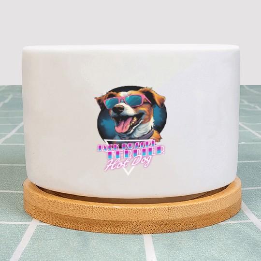 Retro Wave Jack Russel Terrier Hot Dog Plant Pots