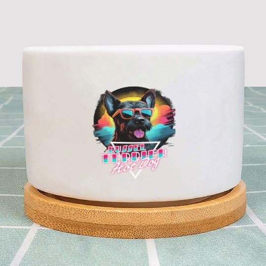 Retro Wave Jack Russel Terrier Hot Dog Plant Pots