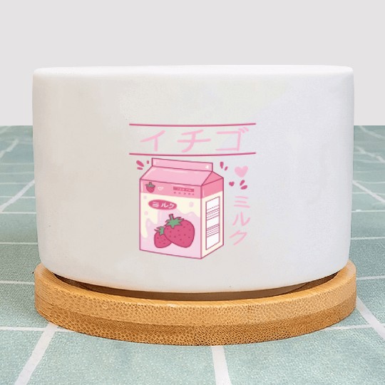 Japanese Strawberry Milk Drink Kawaii Kanji Vaporw Plant Pots