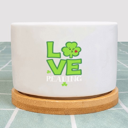 Love Shamrock Reading Teacher Funny St Patricks Da Plant Pots