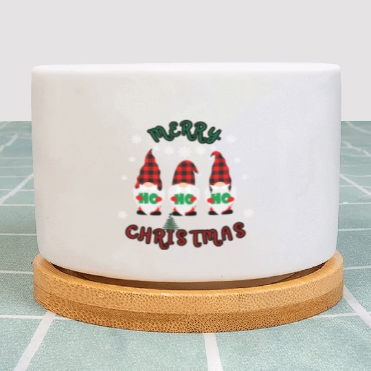 Red and green Gnomes Merry Christmas Plant Pots