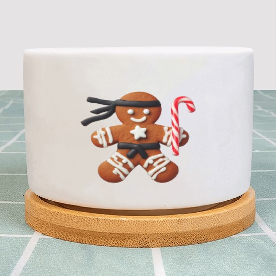 Funny Ninja Gingerbread Man Cookie Candy Cane Plant Pots
