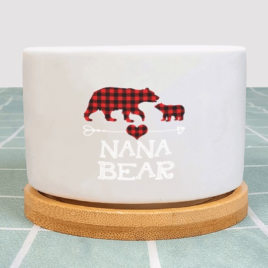 Nana Bear Pajama Red Plaid Buffalo Family Plant Pots