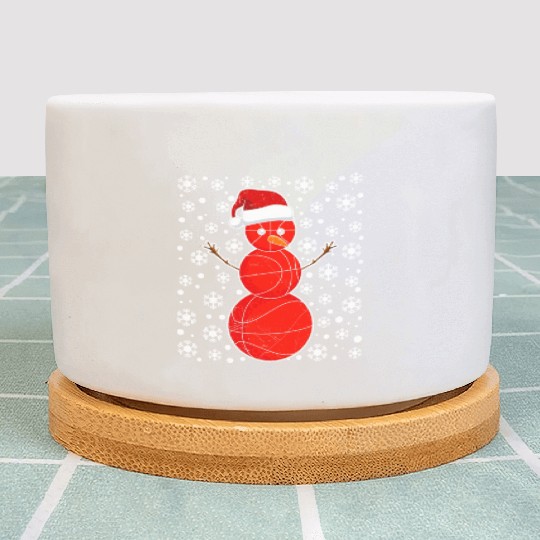 Snowman Basketball Fan Christmas Time Winter Plant Pots
