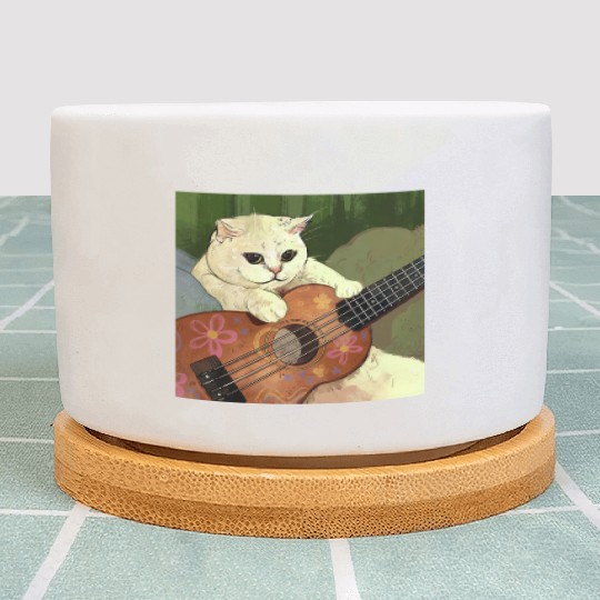 Cat Guitar Player Meme Guitarist Kitty Funny Music Plant Pots