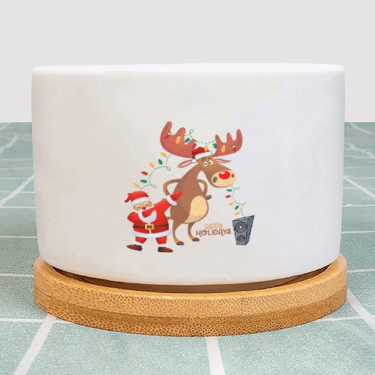 Christmas Lights Dabbing Santa Dancing Rudolph Plant Pots