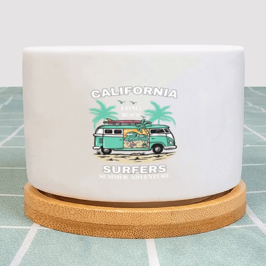 Men's And Women's California Long Beach Print Plant Pots