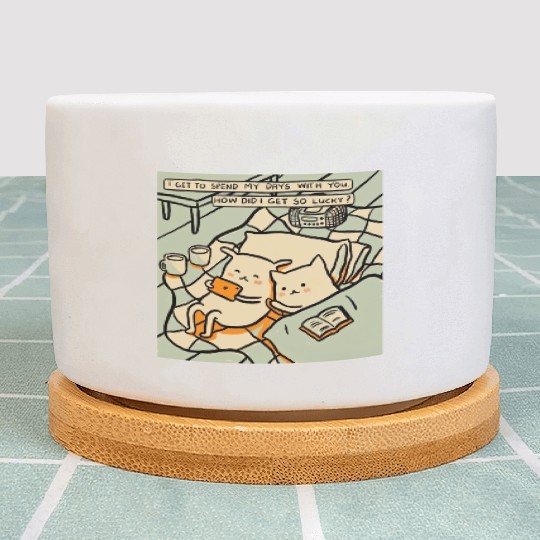 Lucky Cat Couple Lover Funny Kitty Motivation Love Plant Pots