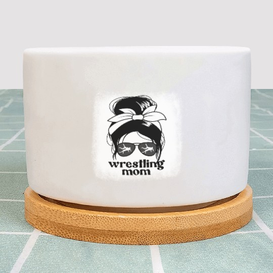 Wrestling Mom Messy Bun Proud Wrestling Mom Plant Pots