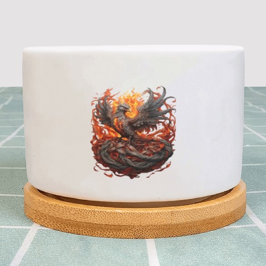 Phoenix Ascendant: Majestic Bird Design Plant Pots