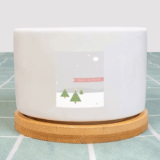 Peace On Earth Christmas Trees Falling Snow Winter Plant Pots