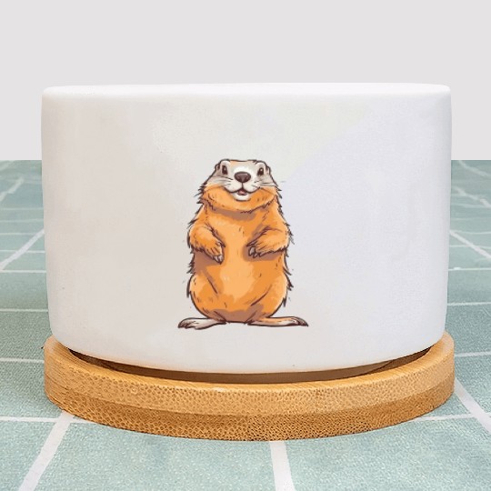Groundhog Marmot for a Marmot lover groundhog fan Plant Pots