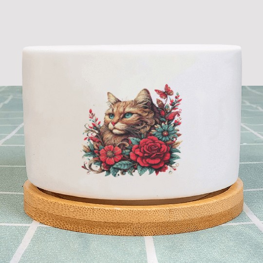 Floral Cat Mom - Cat Lovers and Animal Enthusiasts Plant Pots