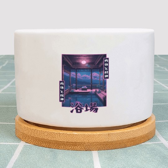 Japanese Vaporwave Bathhouse Sauna Retro Nostalgia Plant Pots