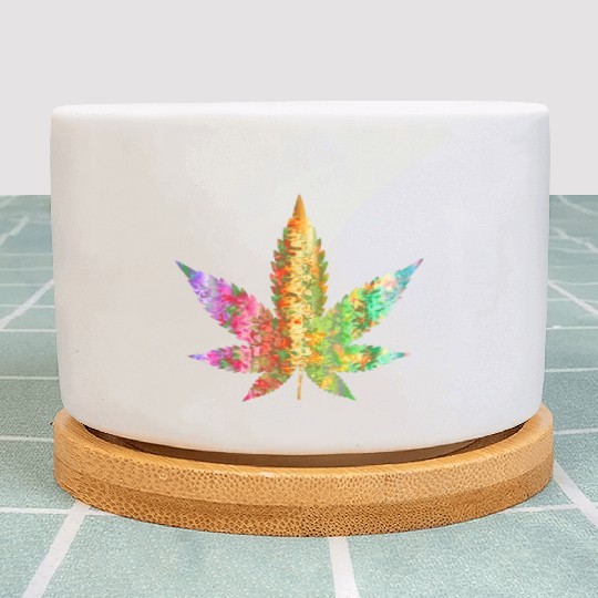 Psychedelic Weed Cannabis Plant Marijuana Leaf Plant Pots