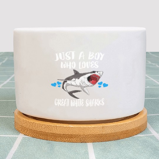 Just A Boy Who Loves Great White Sharks Plant Pots