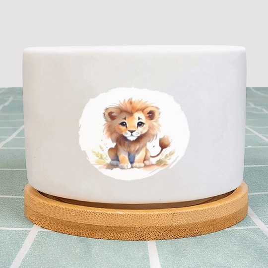 Watercolor Lion Plant Pots