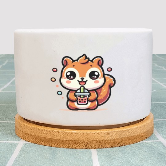 Kawaii Squirrel Bubble Tea Cute Animal Squirrel Plant Pots