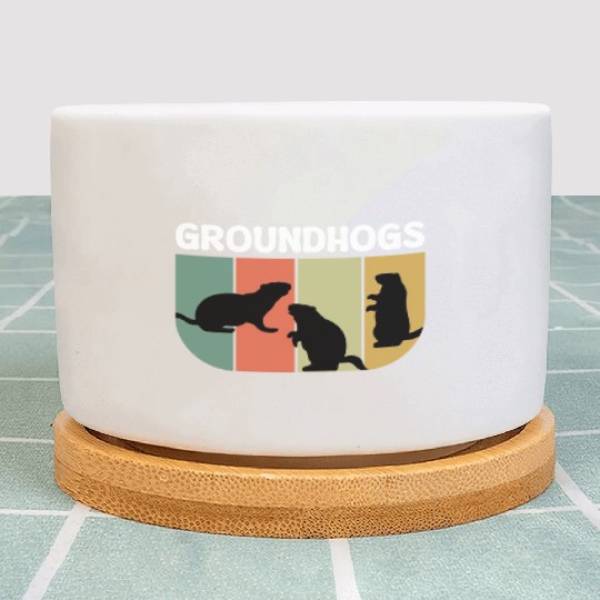 Groundhogs Retro Vintage Happy Groundhog Day Plant Pots