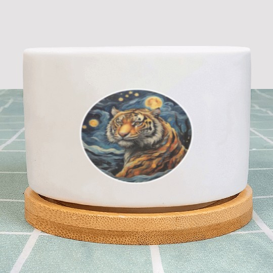 tiger design in painting style Plant Pots