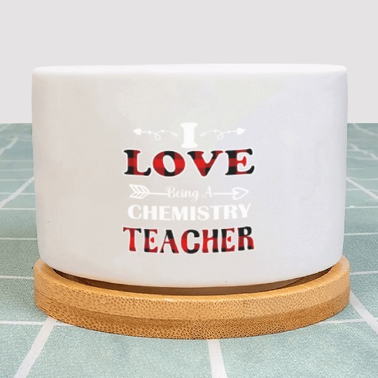 Chemistry Teacher valentines day red plaid28 Plant Pots
