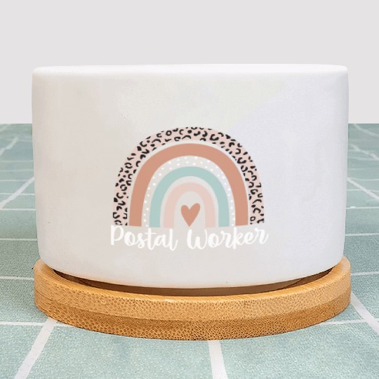 Postal Worker Rainbow Leopard Funny Postal Worker Plant Pots