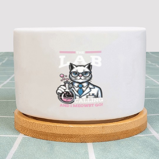 Girls Lab Calling Science Funny Lab Cat Laboratory Plant Pots