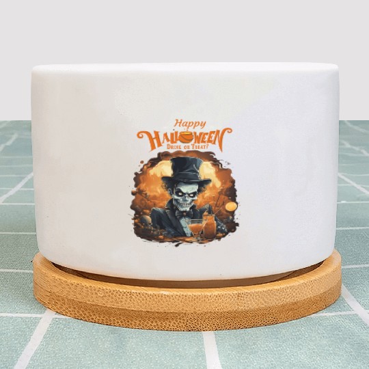 Drink Or Treat Funny Happy Halloween Monster Plant Pots