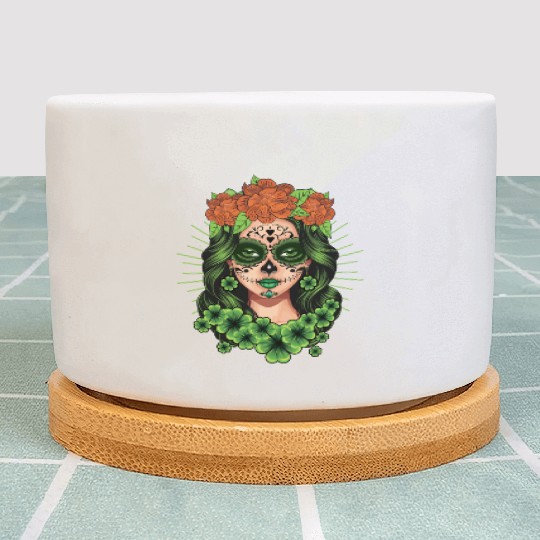 St Patrick's Day Dia De Los Muertos Catrina Plant Pots
