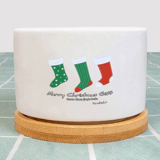 Santa Claus jingle Bell Merry Christmas Gift socks Plant Pots
