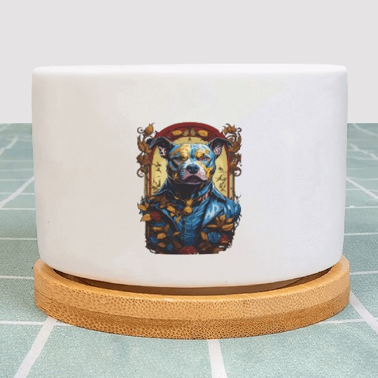 Fantasy Majestic American Pitbull Dog Portrait Plant Pots