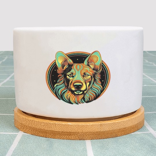 German Shepherd Funny Dog Street Art Comic Pet Plant Pots