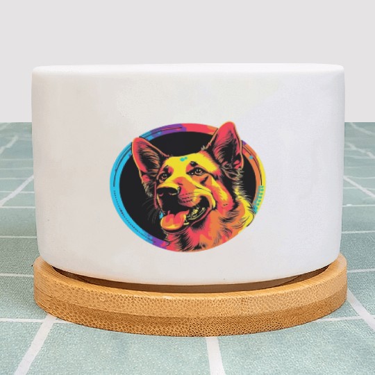 German Shepherd Funny Dog Street Art Comic Pet Plant Pots