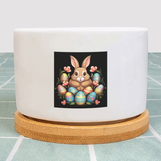 Easter Bunny Rabbit Colorful Eggs Easter Egg Hunt Plant Pots