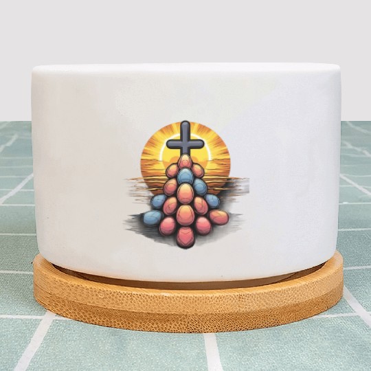 Christian Easter Day Cross Easter Egg Hunt Plant Pots