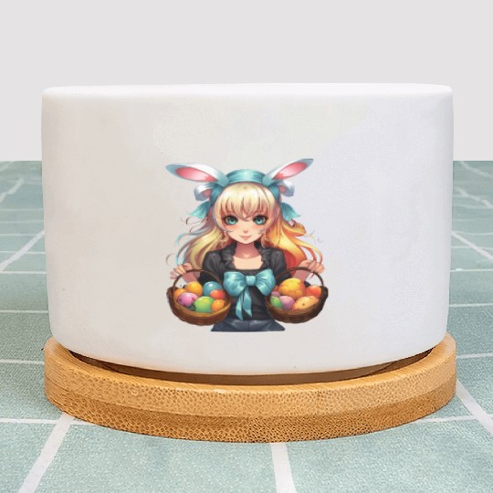 Easter Day Anime Girl Bunny Ear Easter Egg Hunt Plant Pots