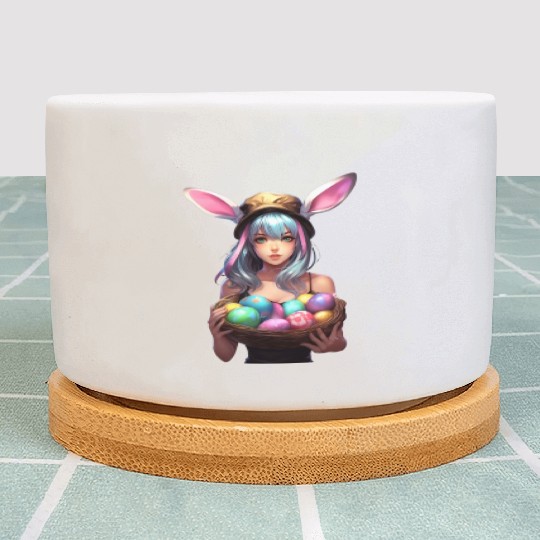 Easter Day Anime Girl Bunny Ear Easter Egg Hunt Plant Pots