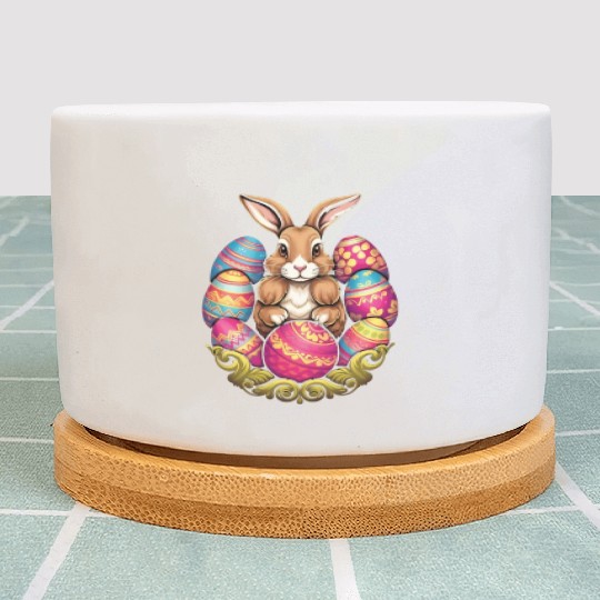 Easter Bunny Rabbit Colorful Eggs Easter Egg Hunt Plant Pots