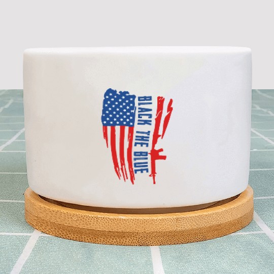 Black the blue American Oilfield USA Flag Plant Pots