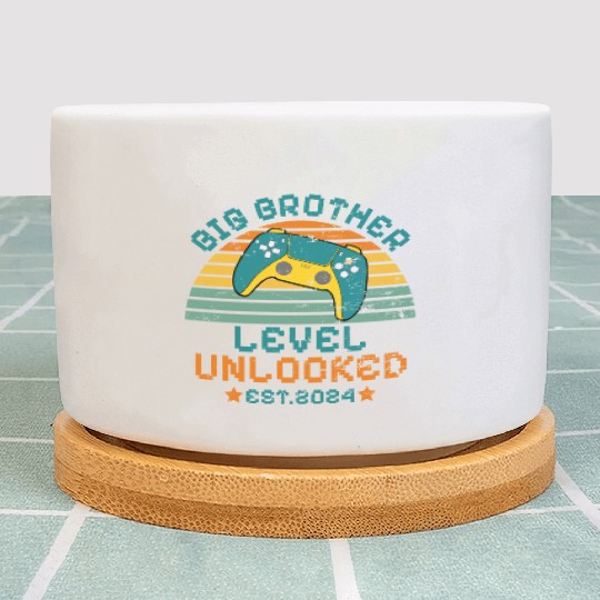 Level Unlocked Vintage Retro Gamer Big Brother Plant Pots