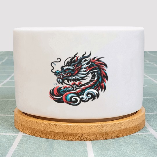 Colorful Chinese Dragon Artwork Essentials Plant Pots