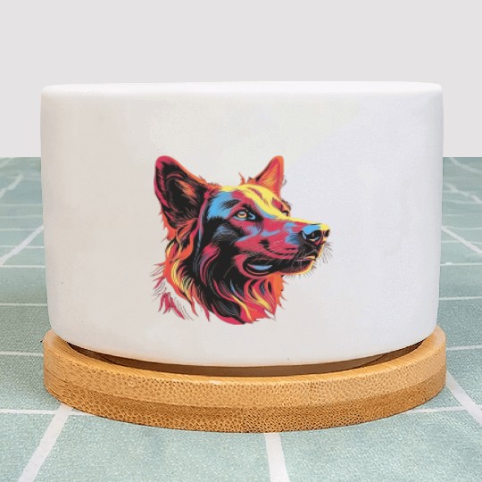 German Shepherd Funny Dog Street Art Comic Pet Plant Pots