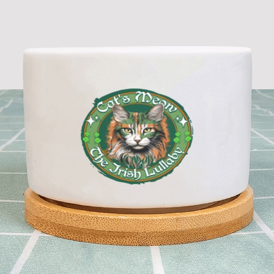 CAT'S MEOW THE IRISH LULLABY Feline Kitty Design Plant Pots