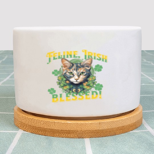 FELINE IRISH BLESSED Feline Kitty Design Plant Pots