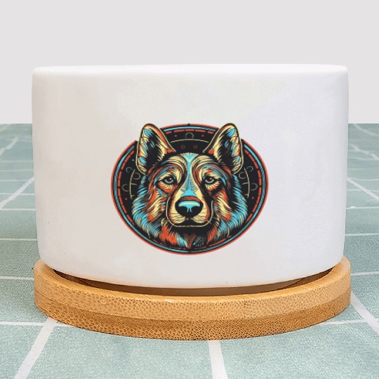 German Shepherd Funny Dog Street Art Comic Pet Plant Pots